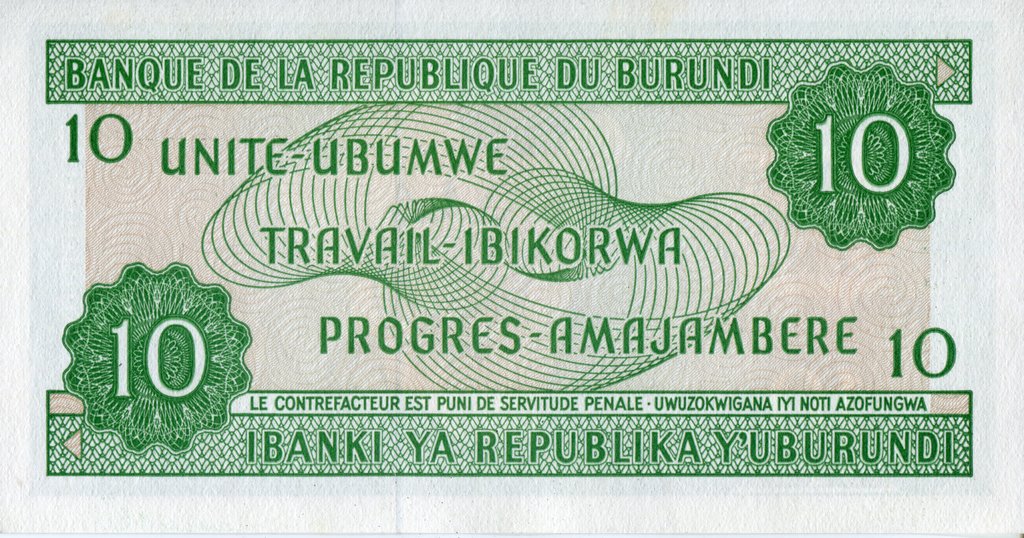 (2005) Банкнота Бурунди 2005 год 10 франков &quot;Карта&quot;   UNC