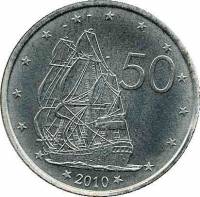 (2010) Монета Острова Кука 2010 год 50 центов "Индевор. Корабль Кука"  Сталь  UNC