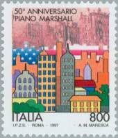 (№1997-2538) Марка Италия 1997 год "План Маршалла", Гашеная