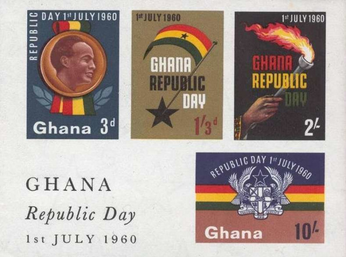 (№1960-2) Блок марок Гана 1960 год &quot;Провозглашение Республики 1 июля 1960 года&quot;, Гашеный