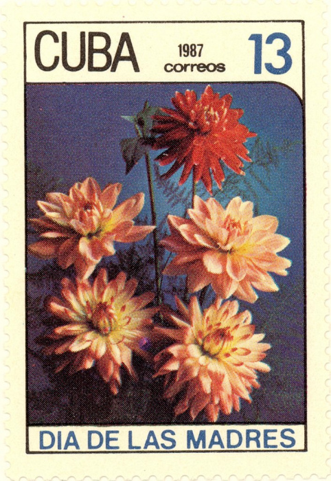 (1987-024) Марка Куба &quot;Декоративные георгины&quot;    Цветы II Θ