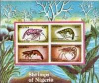 (№1988-8) Блок марок Нигерия 1988 год "Креветки", Гашеный