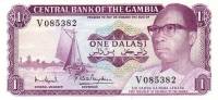 (№1971P-4f) Банкнота Гамбия 1971 год "1 Dalasi" (Подписи: Alhaji Abdoulie Antouman Faal  Thomas Greg