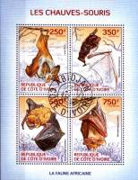 (№2014-1569) Лист марок Кот-д’Ивуар 2014 год "Летучие мыши", Гашеный