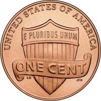 (2019s) Монета США 2019 год 1 цент   Авраам Линкольн, Щит Цинк, покрытый медью  PROOF