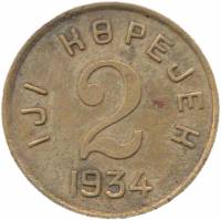 ( 2 копейки) Монета СССР 1934 год 2 копейки  1934 год Бронза  VF