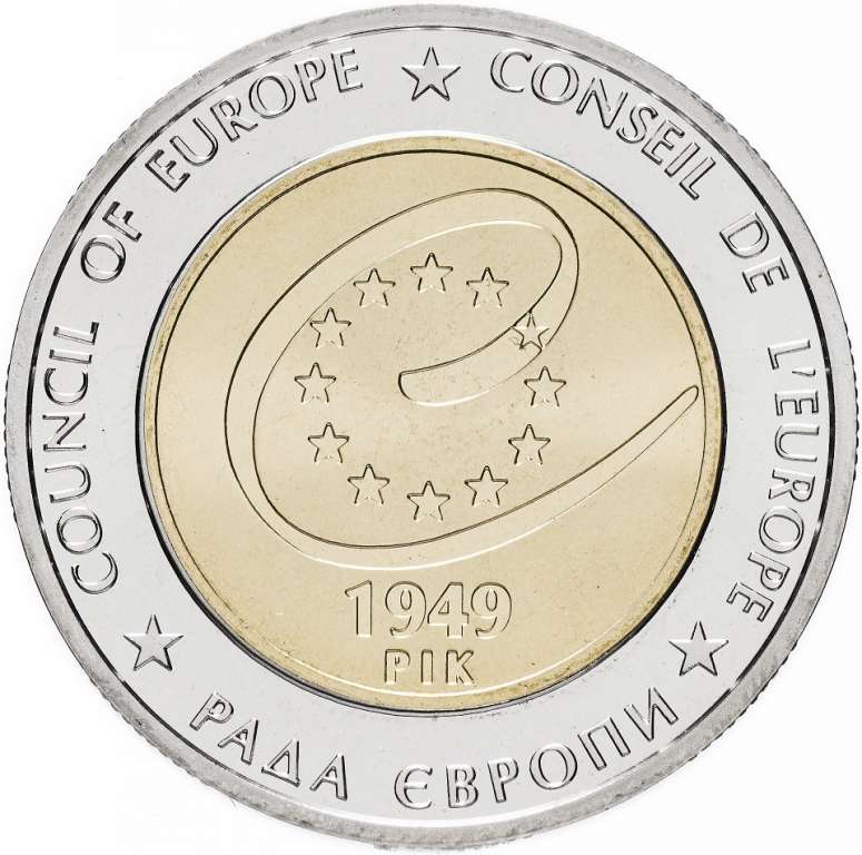 (015) Монета Украина 2009 год 5 гривен &quot;Совет Европы&quot;  Биметалл  PROOF