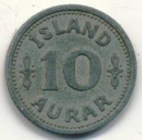 (№1942km1a) Монета Исландия 1942 год 10 Aurar