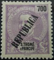 (№1913-157) Марка Сан-Томе и Принсипи 1913 год "Король Карлос I надпечаткой", Гашеная