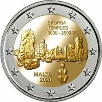 (019) Монета Мальта 2020 год 2 евро "Храмовый комплекс Скорба"  Биметалл  UNC