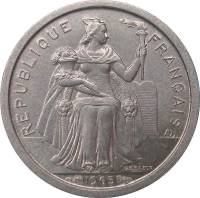 (№1965km1) Монета Французкая Полинезия 1965 год 50 Centimes