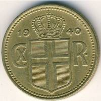 (№1940km3.2) Монета Исландия 1940 год 1 Kroacute;na
