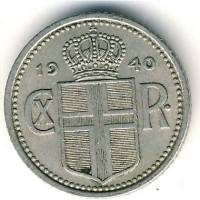 (№1940km1.2) Монета Исландия 1940 год 10 Aurar