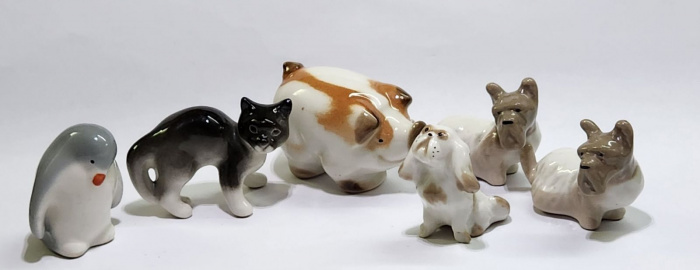 Статуэтки миниатюрные 6 шт ЛФЗ Собака Кошка Пингвин Свинья