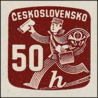 (1945-074) Марка Чехословакия "Почтальон (Темно-коричневая)" ,  III O