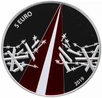 (2019) Монета Латвия 2019 год 5 евро "Война за независимость. 100 лет"  Серебро Ag 925  PROOF