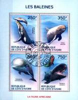 (№2014-1579) Лист марок Кот-д’Ивуар 2014 год "Киты", Гашеный