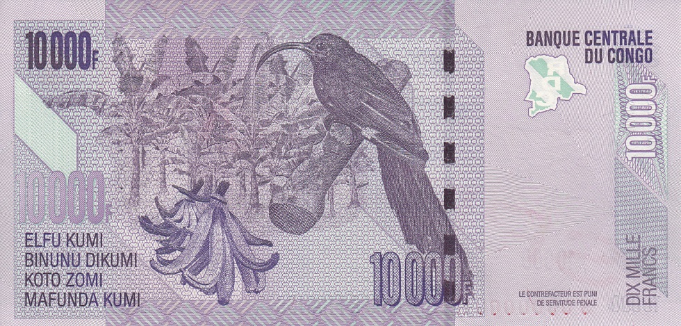(2006 Образец) Банкнота Дем Республика Конго 2006 год 10 000 франков &quot;Птица&quot;   UNC