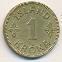 (№1925km3.1) Монета Исландия 1925 год 1 Kroacute;na