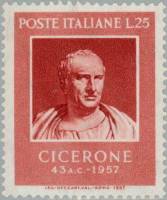 (№1957-996) Марка Италия 1957 год "Портрет Цицерона", Гашеная