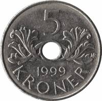 () Монета Норвегия 1998 год 5 крон ""  Медь-Никель  UNC