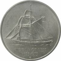 (1975) Монета Норвегия 1975 год 5 крон "Иммиграция в Америку. 150 лет. Корабль"  Медь-Никель  XF