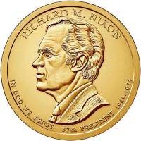 (37d) Монета США 2016 год 1 доллар "Ричард Милхауз Никсон" 2016 год Латунь  VF