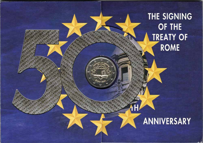 (2007, 9 монет) Набор монет Ирландия 2007 год &quot;Римский договор. 50 лет&quot;   Буклет