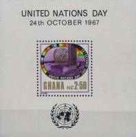 (№1967-28) Блок марок Гана 1967 год "День Организации Объединенных Наций", Гашеный