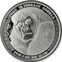 (2018) Монета Республика Конго 2018 год 5000 франков КФА "Горилла"  Серебро Ag 999  PROOF