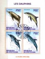 (№2014-1574) Лист марок Кот-д’Ивуар 2014 год "Дельфины", Гашеный