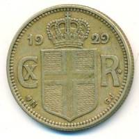 (№1925km4.1) Монета Исландия 1925 год 2 Kronur