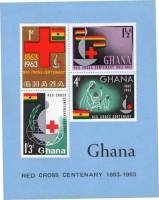 (№1963-8) Блок марок Гана 1963 год "Столетию со дня основания Международного Красного Креста", Гашен
