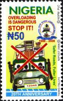 (№2008-818) Марка Нигерия 2008 год "20-летие безопасности дорожного движения", Гашеная