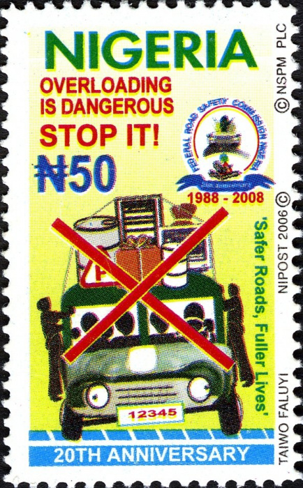 (№2008-818) Марка Нигерия 2008 год &quot;20-летие безопасности дорожного движения&quot;, Гашеная