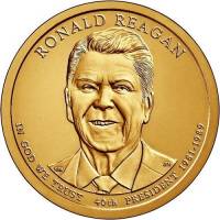 (40d) Монета США 2016 год 1 доллар "Рональд Рейган" 2016 год Латунь  VF