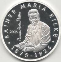 (2006) Монета Северная Корея 2006 год 1000 вон "Райнер Мария Рильке"  Серебро Ag 999  PROOF