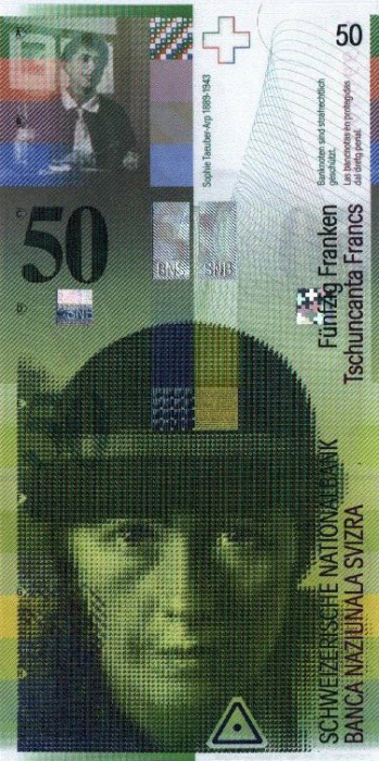 (2002) Банкнота Швейцария 2002 год 50 франков &quot;Софи Тойбер-Арп&quot; Belser - Gehrig  VF