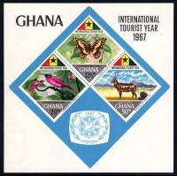 (№1967-29) Блок марок Гана 1967 год "Международный Туристический Год", Гашеный
