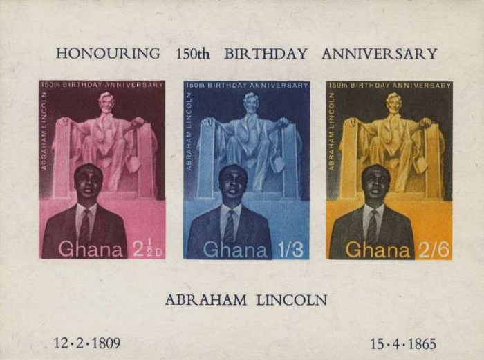 (№1959-1) Блок марок Гана 1959 год &quot;Кваме Нкрума 19091972 Президент Линкольн Мемориал&quot;, Гашеный