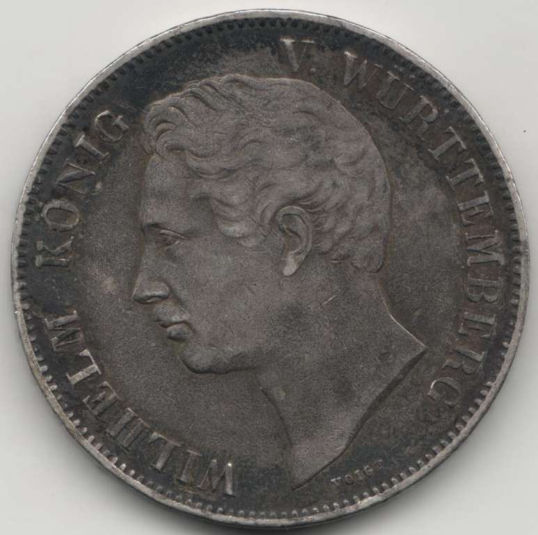 (1843) Монета Германия (Вюртемберг) 1843 год 3 1/2 гульдена 2 талера &quot;Вильгельм I&quot;  Серебро Ag 900  