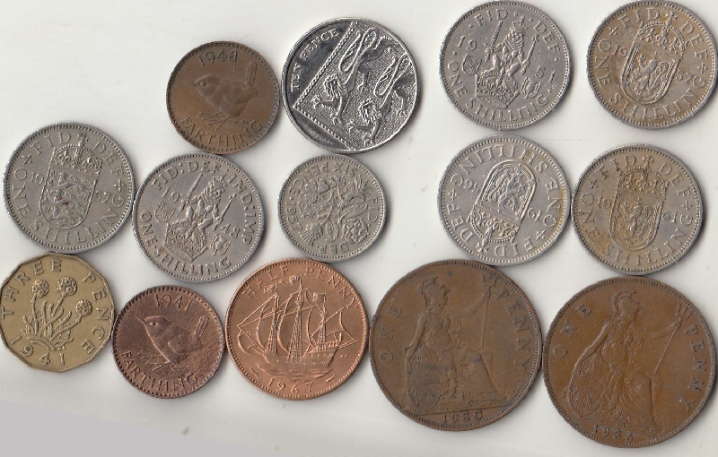 Набор монет Англия до 1917г 14 шт (сост. на фото)