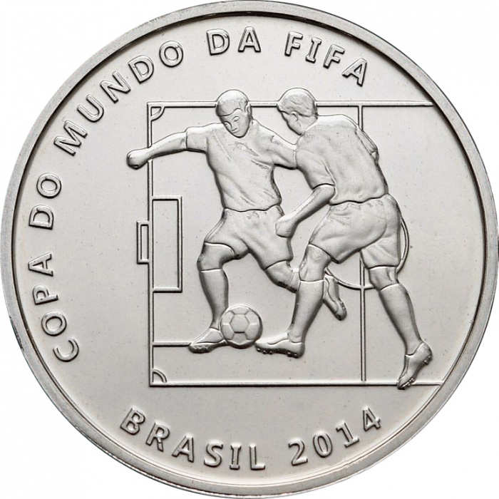 (2014) Монета Бразилия 2014 год 2 реала &quot;Два игрока&quot;  Медь-Никель  PROOF