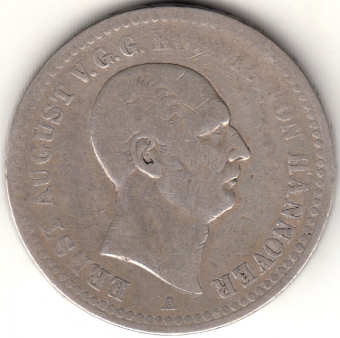 (1840A) Монета Германия (Ганновер) 1840 год 1 талер &quot;Эрнст Август V&quot;  Серебро Ag 900  VF