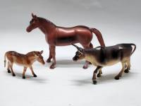 Набор фигурок Домашние животные Лошадь Бык Ослик средних размеров (игрушки)