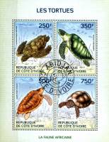 (№2014-1524) Лист марок Кот-д’Ивуар 2014 год "Черепашки", Гашеный
