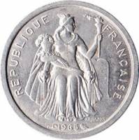 (№1965km2) Монета Французкая Полинезия 1965 год 1 Franc